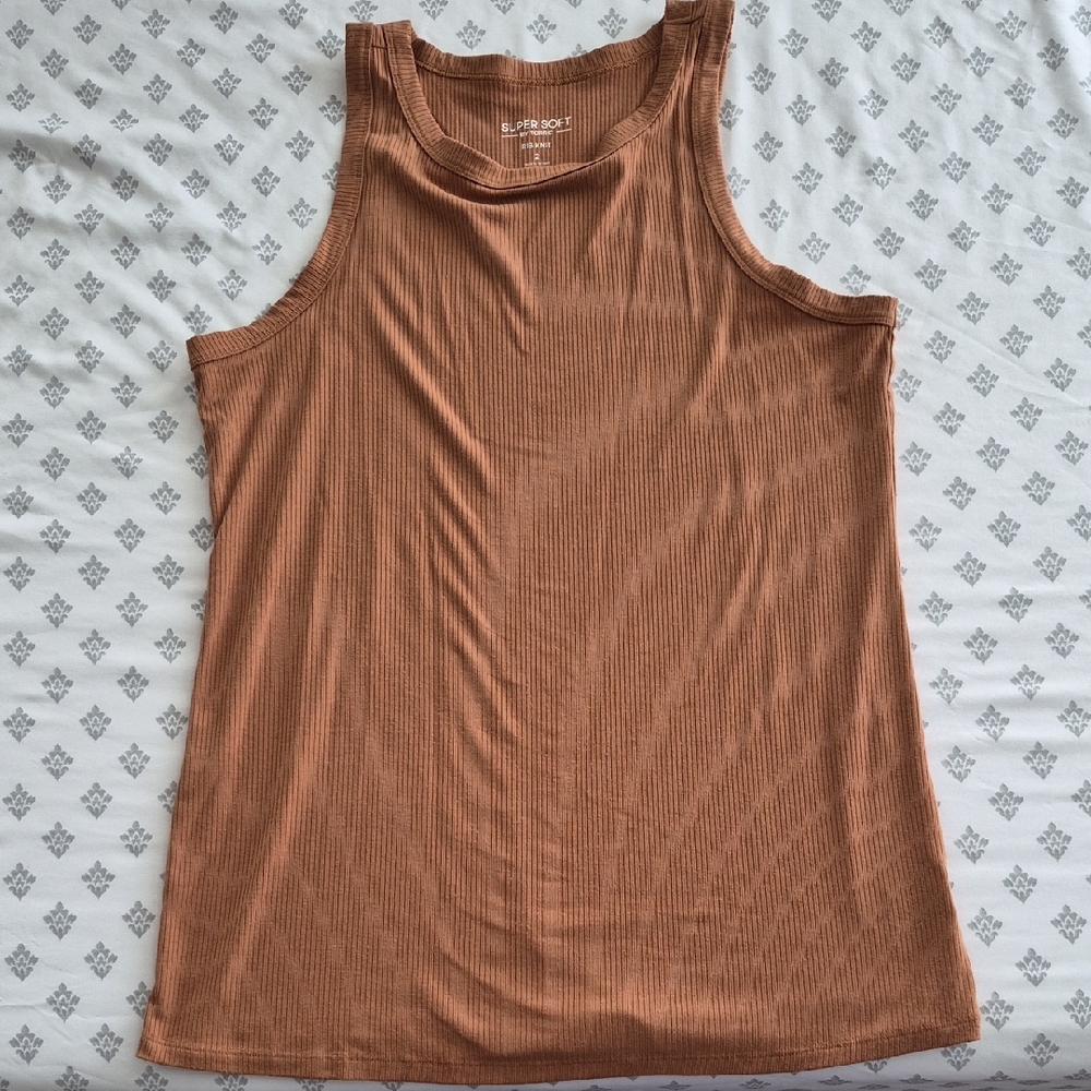 Ribbed Burnt Orange Tank Top